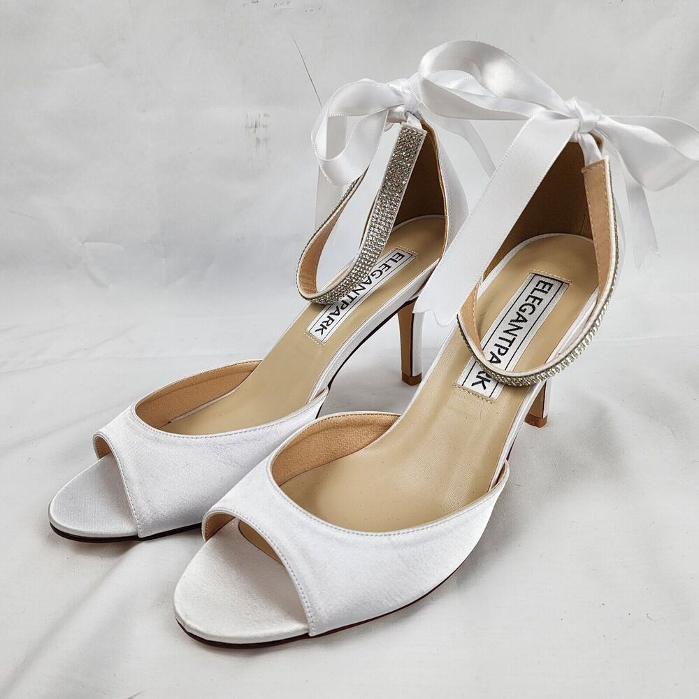 Size 9.5 Stiletto Dress Shoes with Ankle Wrap, High Heels, Adjustable Strap